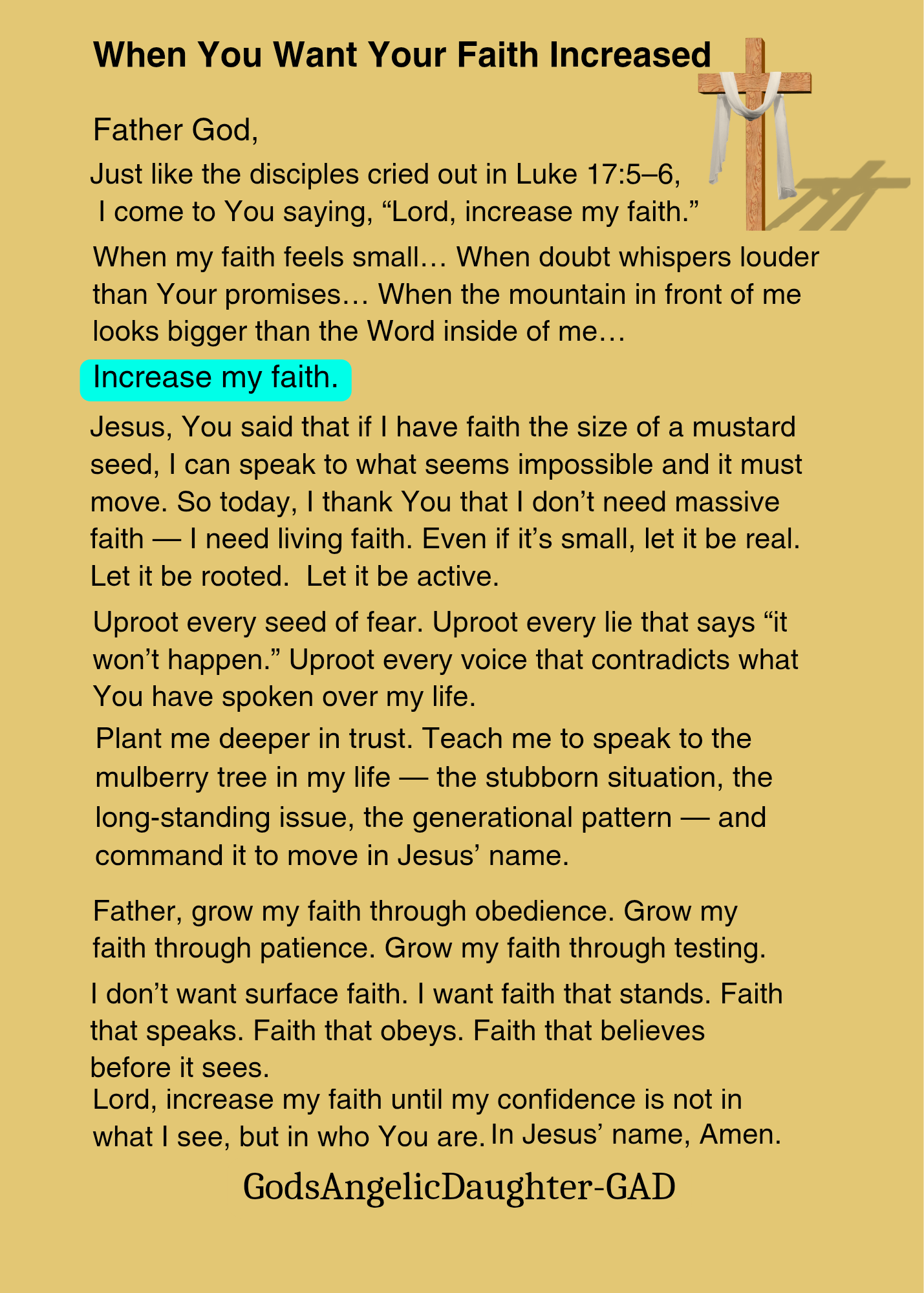 When You Want Your Faith Increased - Prayer Card